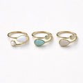 Anello acciaio goccia pietra