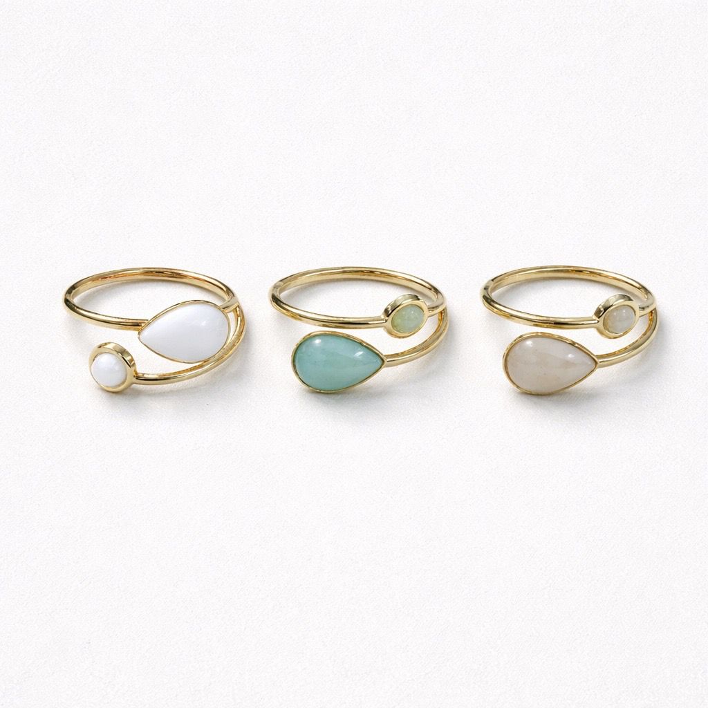 Anello acciaio goccia pietra