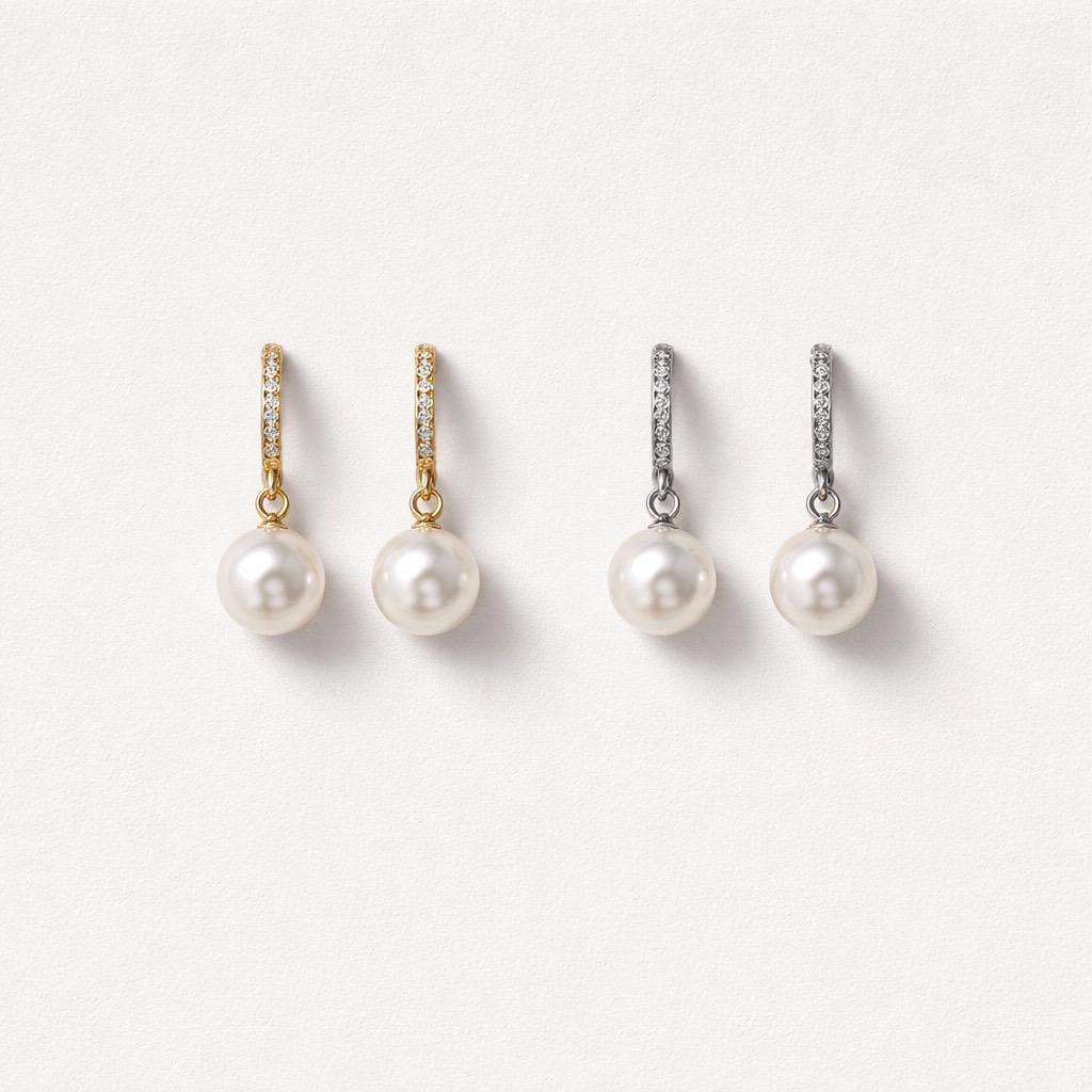 Orecchini perle cerchi strass