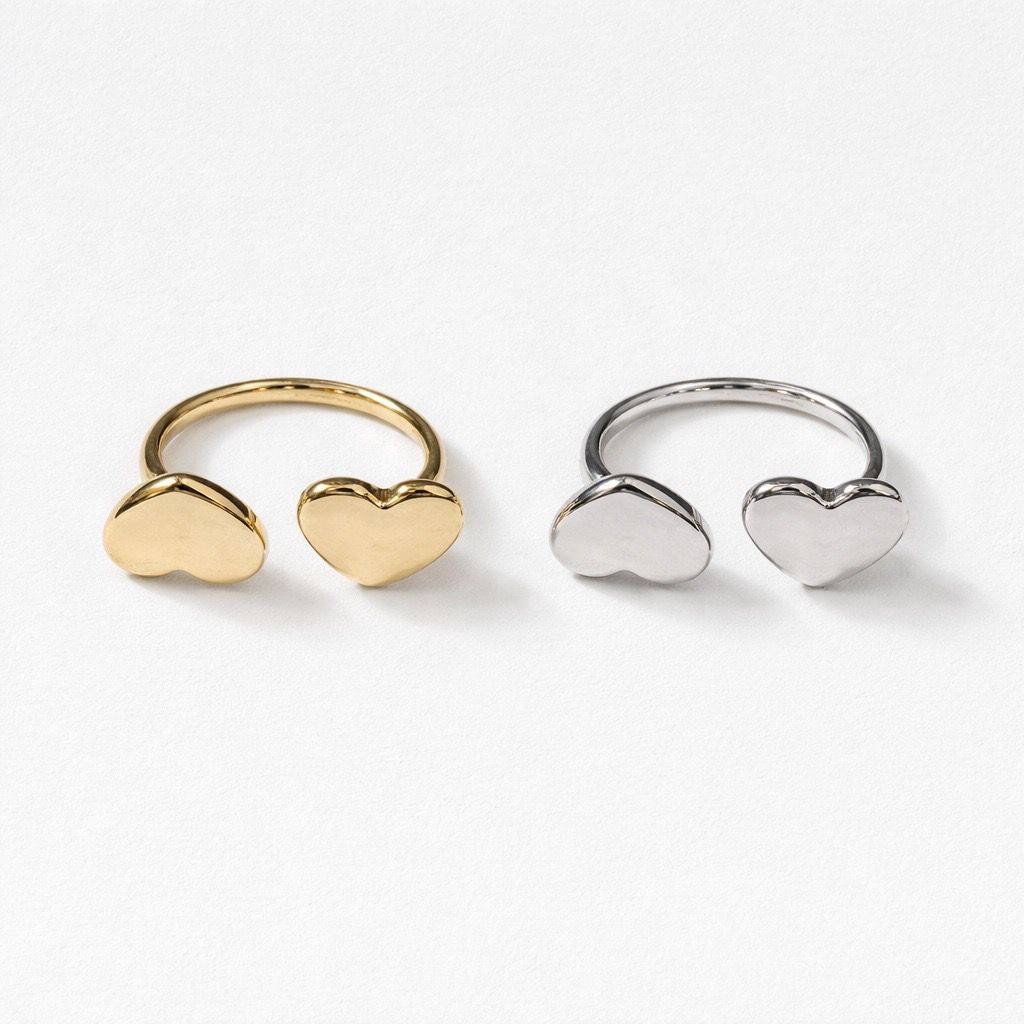 Anello acciaio doppio cuore
