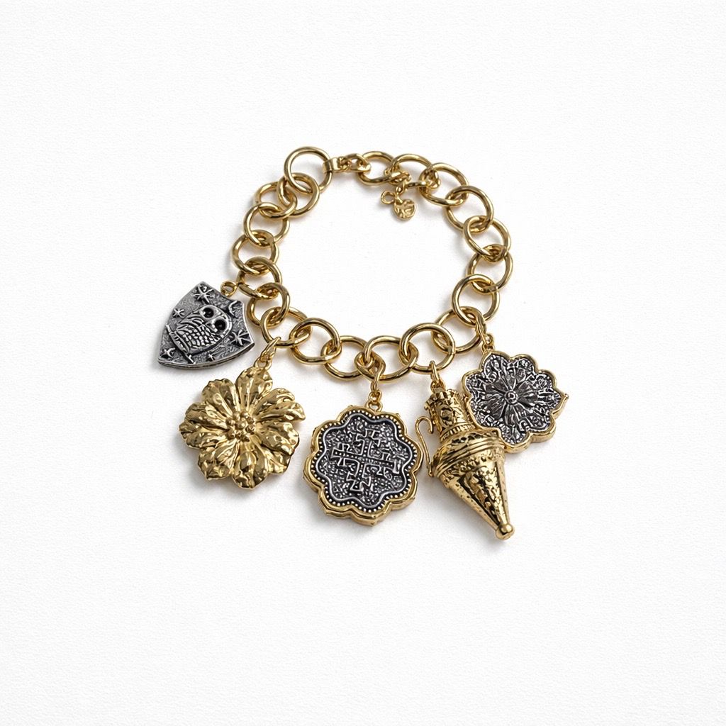 Bracciale regolabile acciaio pendenti corno