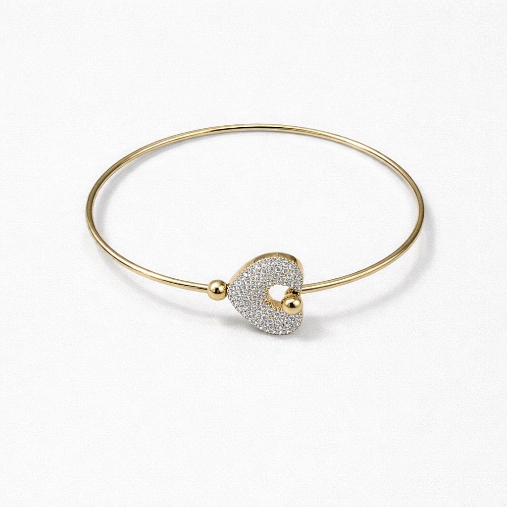 Bracciale rigido cuore strass