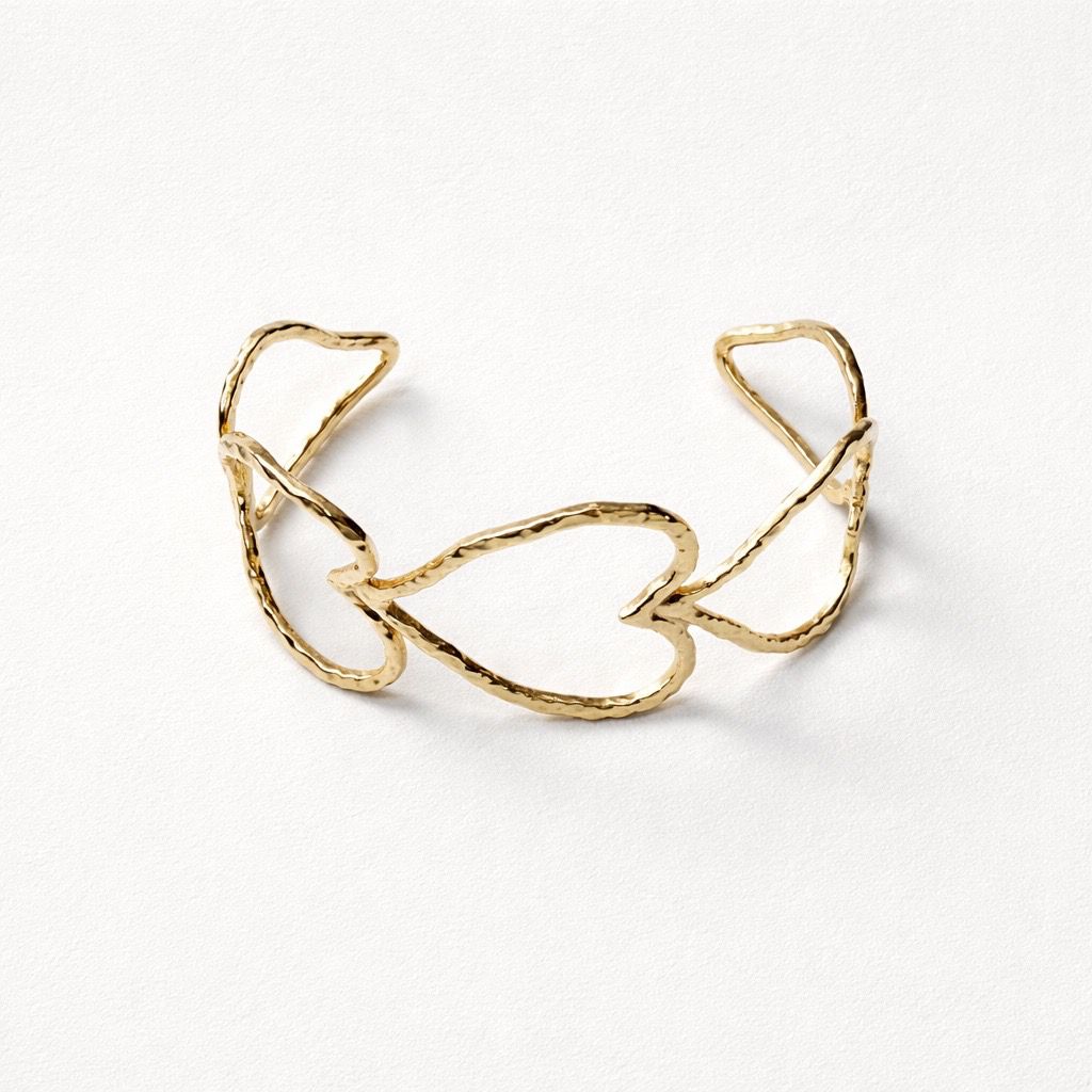 Bracciale rigido cuori acciaio