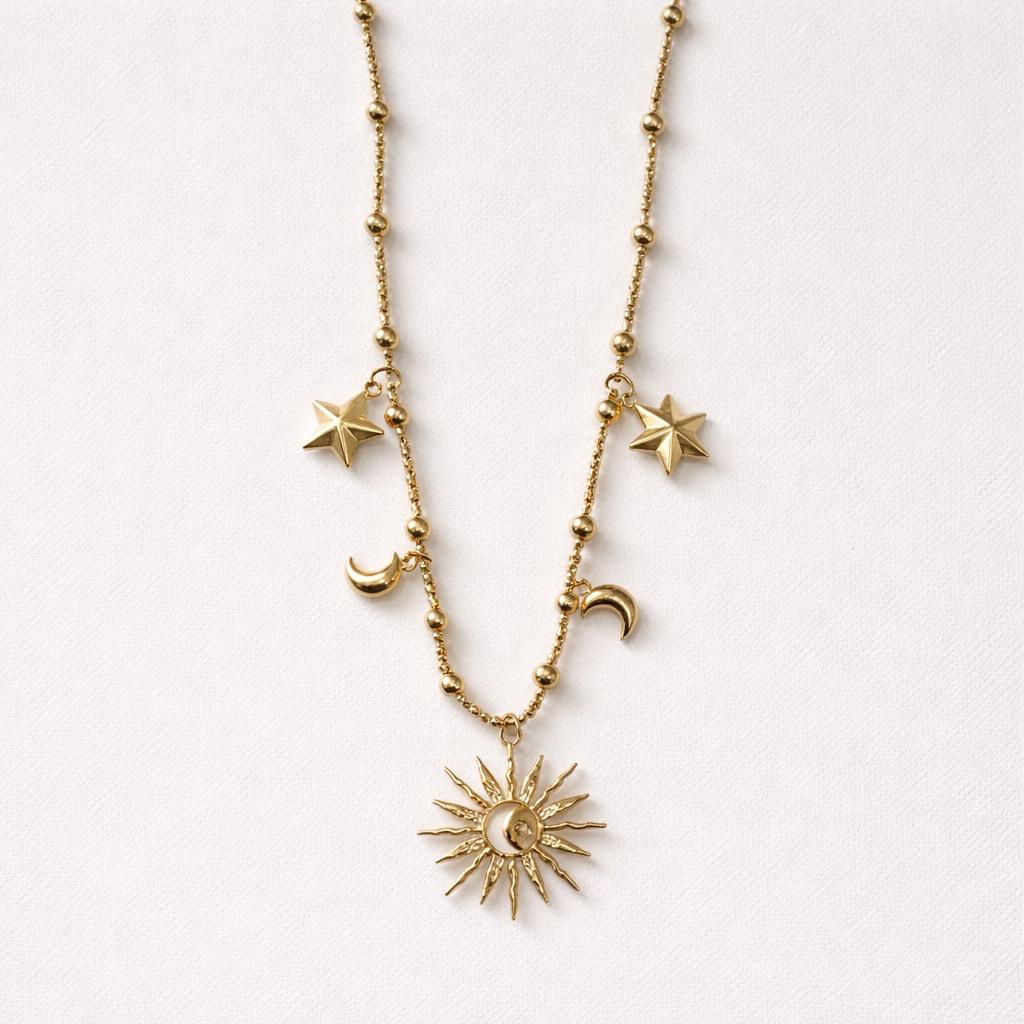 Collana regolabile acciaio sole