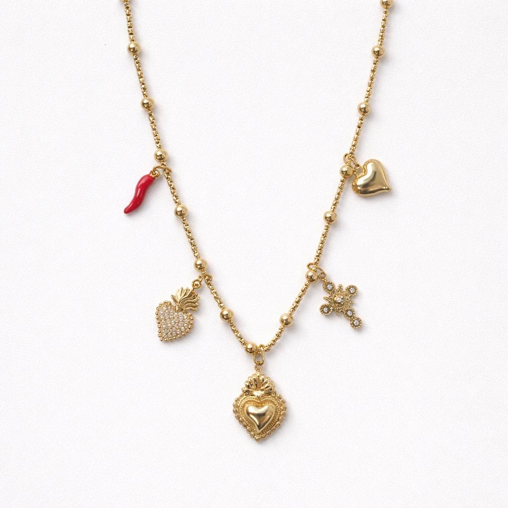 Collana regolabile acciaio cuore sacro