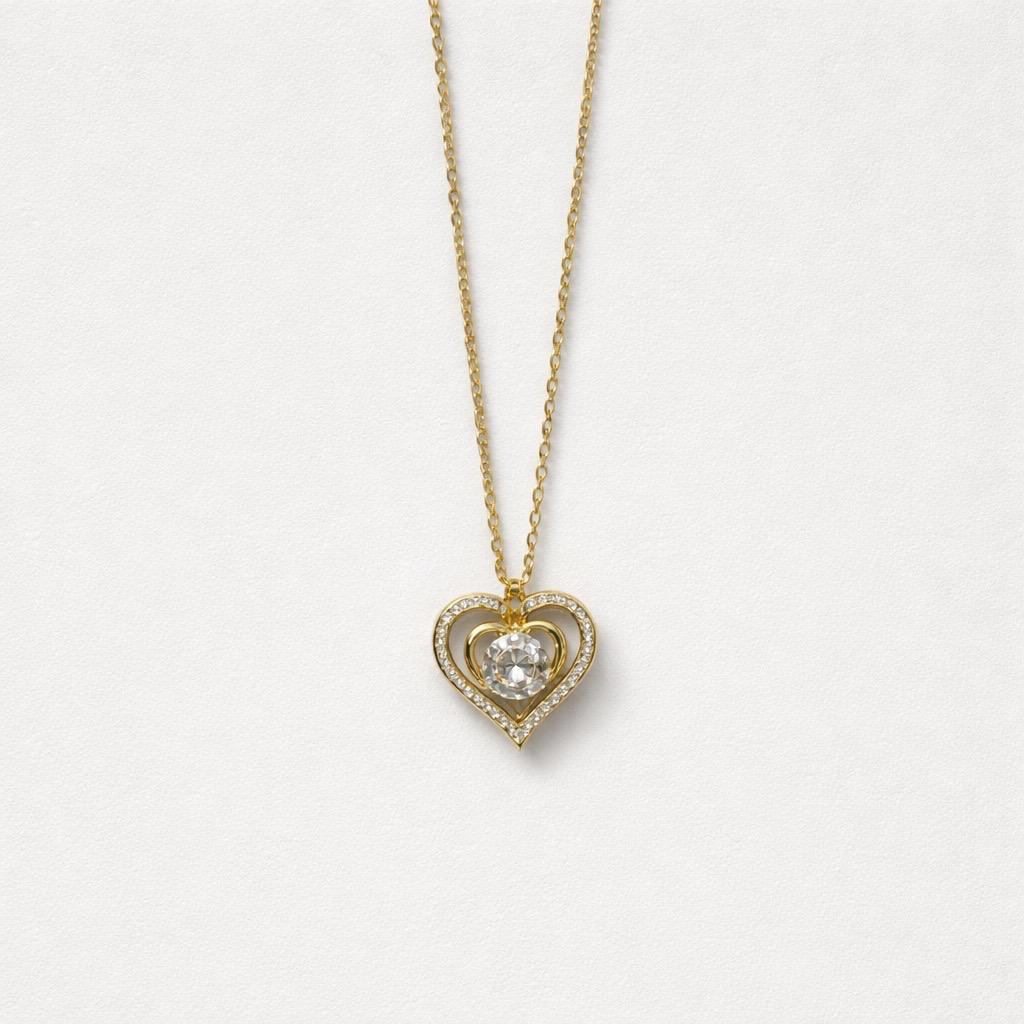Collana regolabile acciaio cuore punto luce