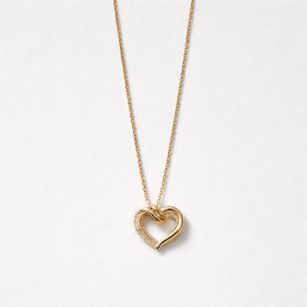 Collana regolabile acciaio cuore intreccio