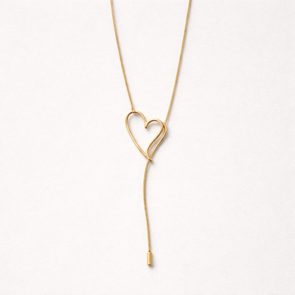 Collana regolabile acciaio cuore scorrevole
