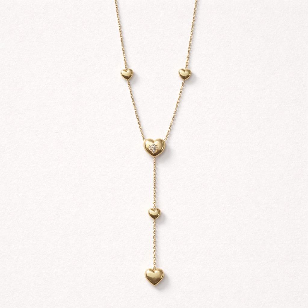 Collana regolabile acciaio cuori pendenti