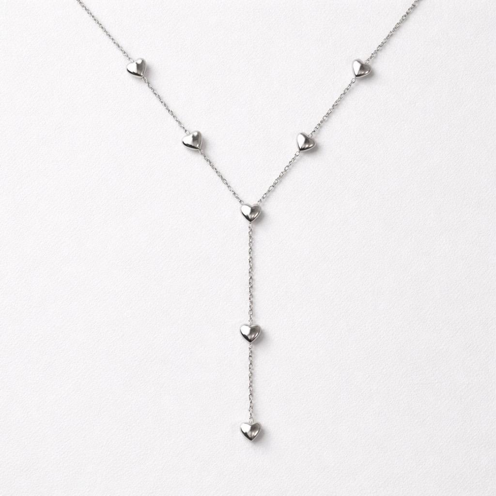 Collana regolabile acciaio cuoricini pendenti