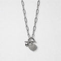 Collana regolabile acciaio catena cuore strass