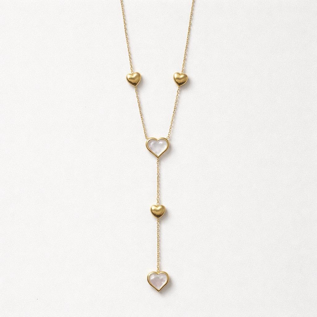 Collana regolabile acciaio cuore madreperla