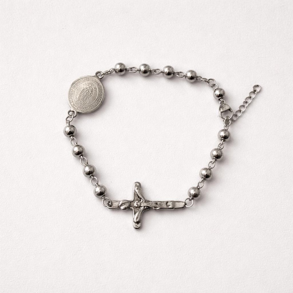 Uomo bracciale acciaio rosario