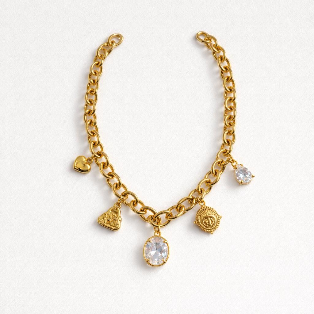 Collana regolabile acciaio zircone