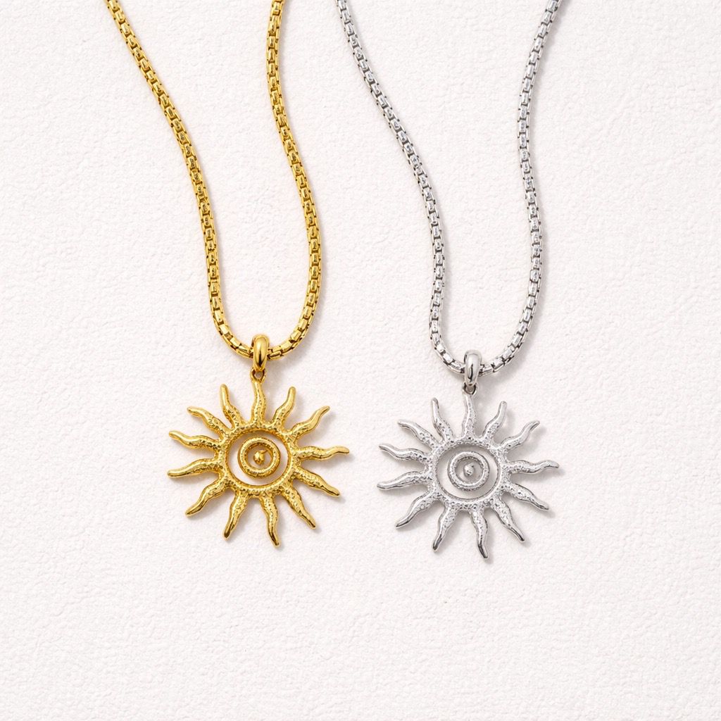 Collana regolabile acciaio sole
