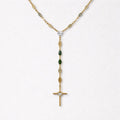 Collana regolabile acciaio croce strass
