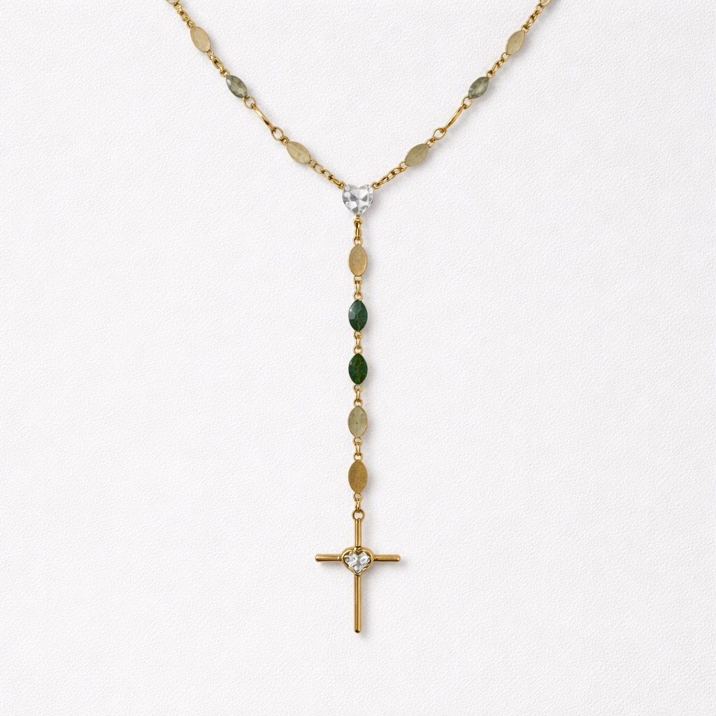 Collana regolabile acciaio croce strass