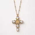 Collana regolabile acciaio croce strass