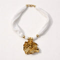 Collana regolabile stoffa fiore acciaio