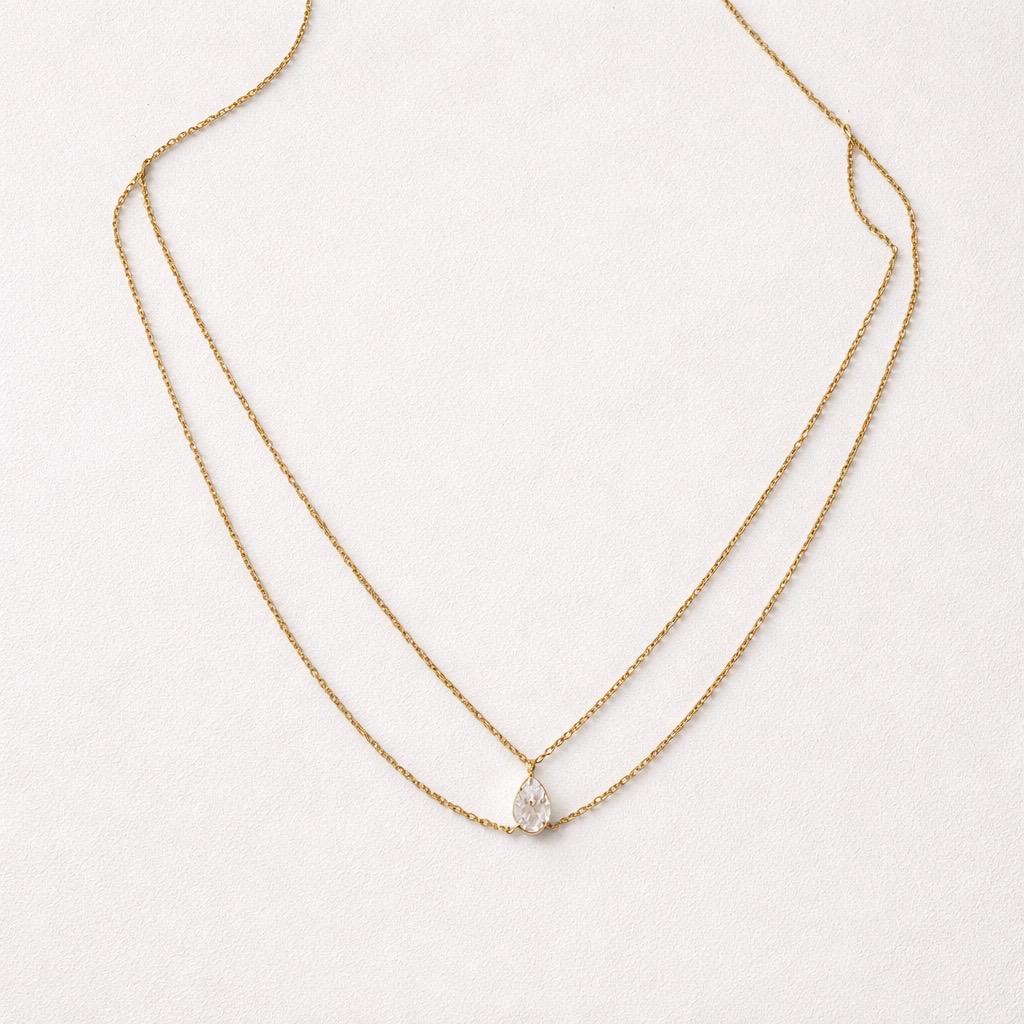 Collana regolabile acciaio zircone goccia