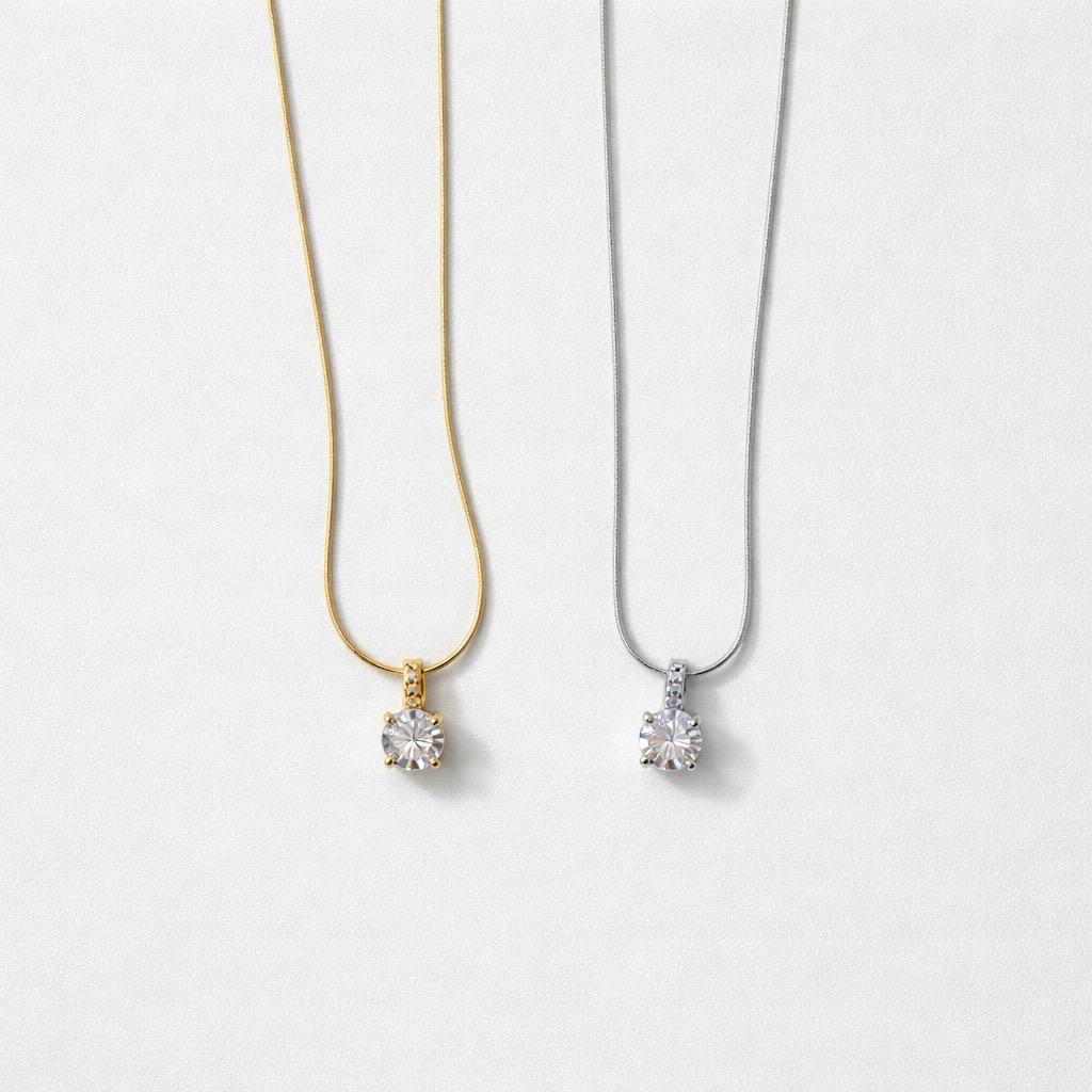 Collana regolabile acciaio zircone