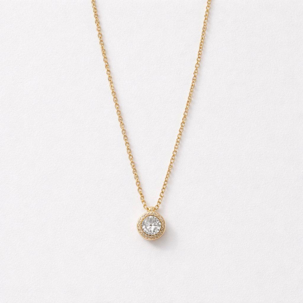 Collana regolabile acciaio zircone tondo