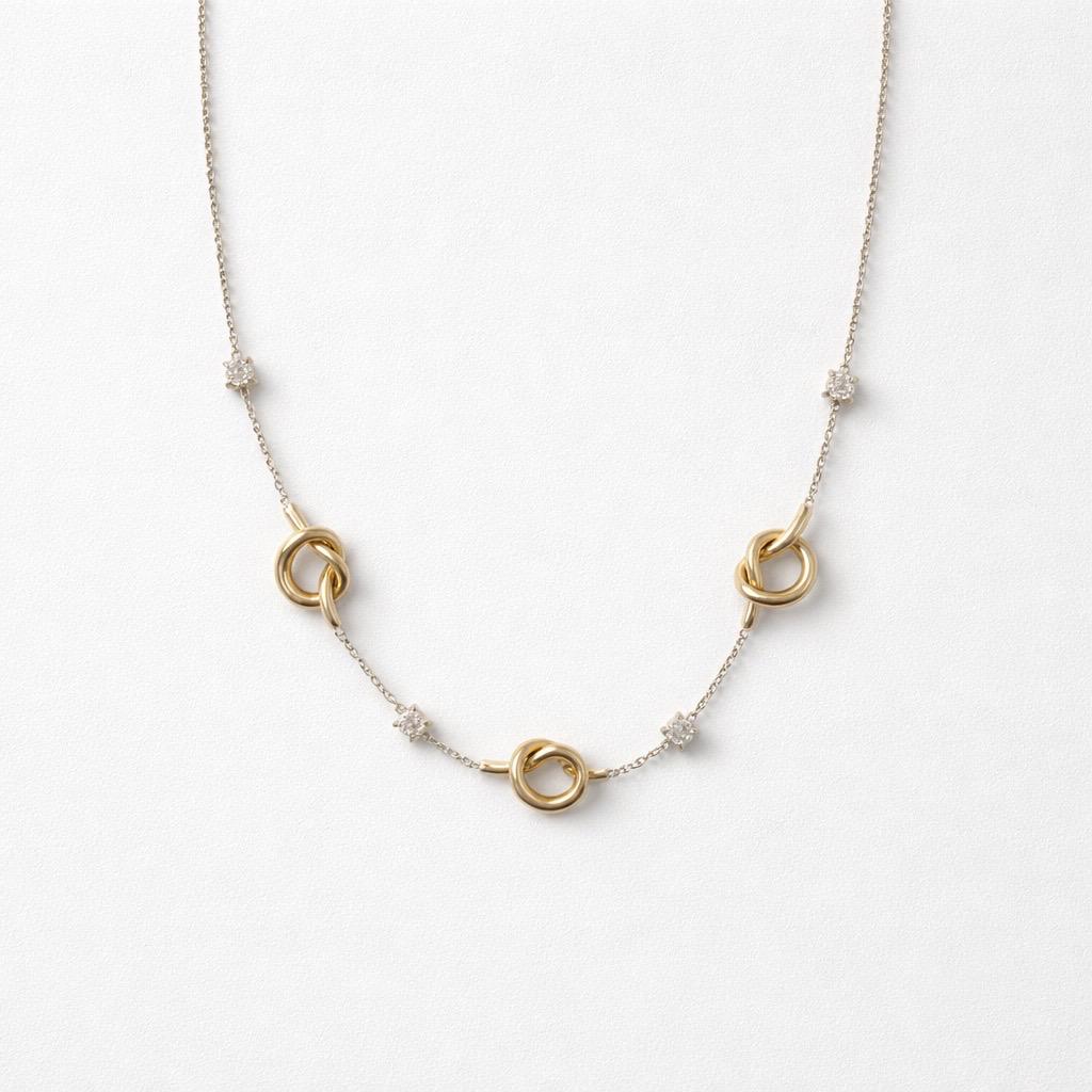 Collana regolabile acciaio nodi e punti luce