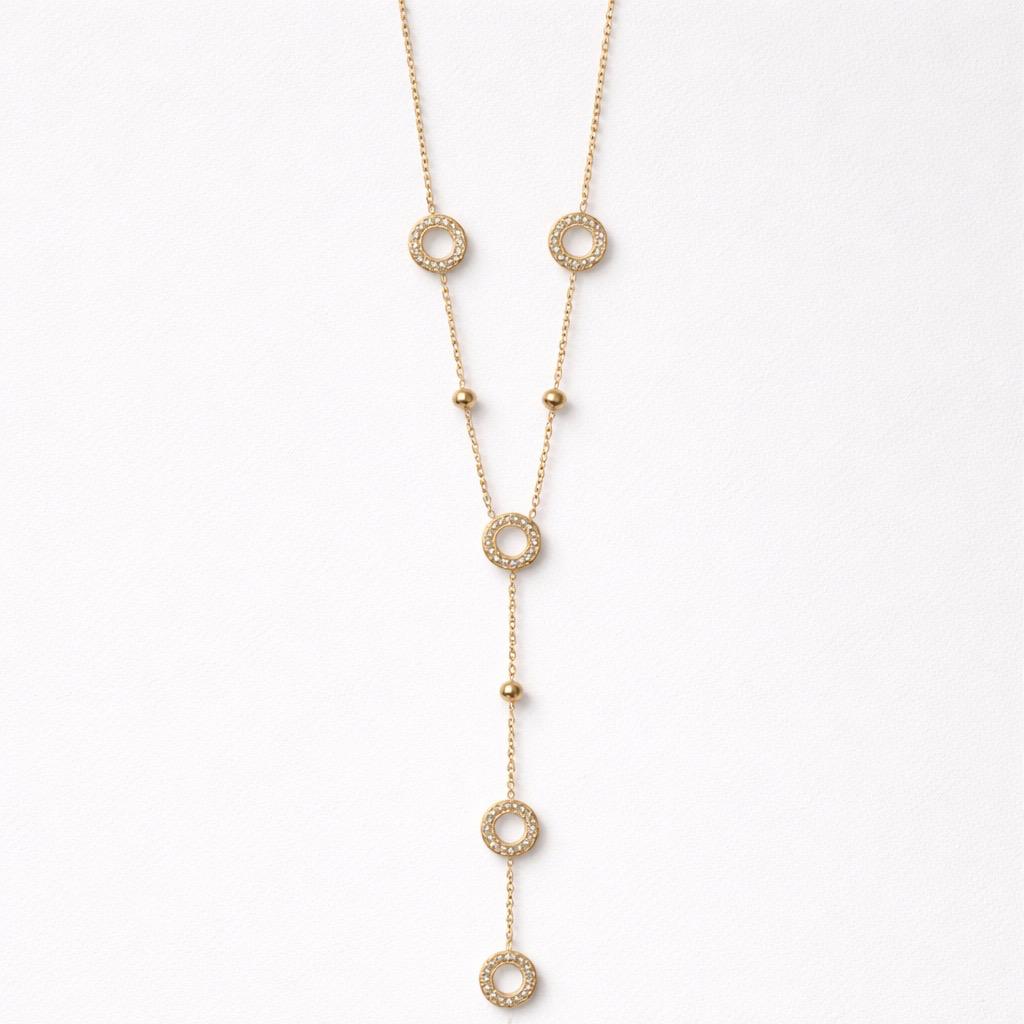 Collana regolabile acciaio cerchi strass