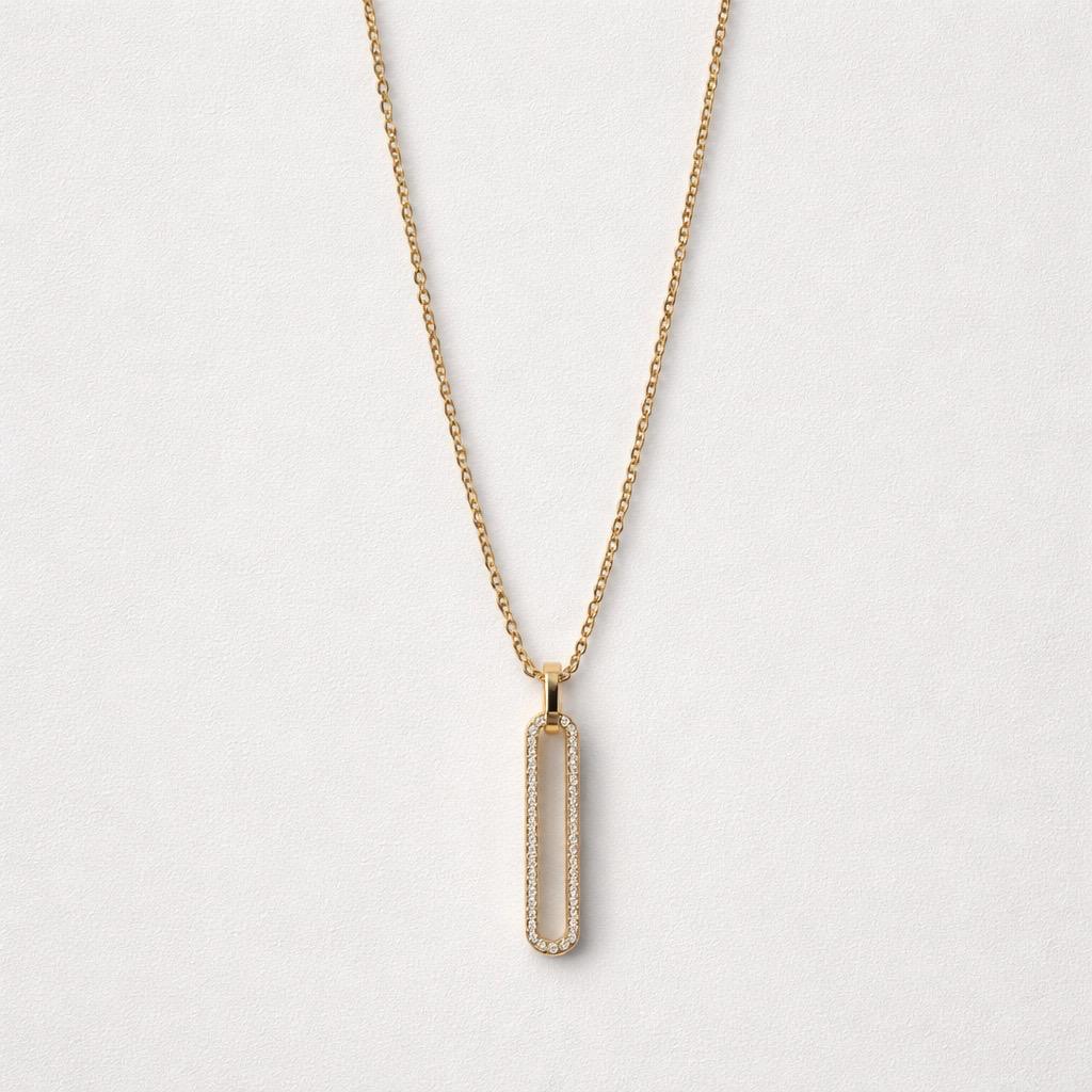 Collana regolabile acciaio rettangolino strass