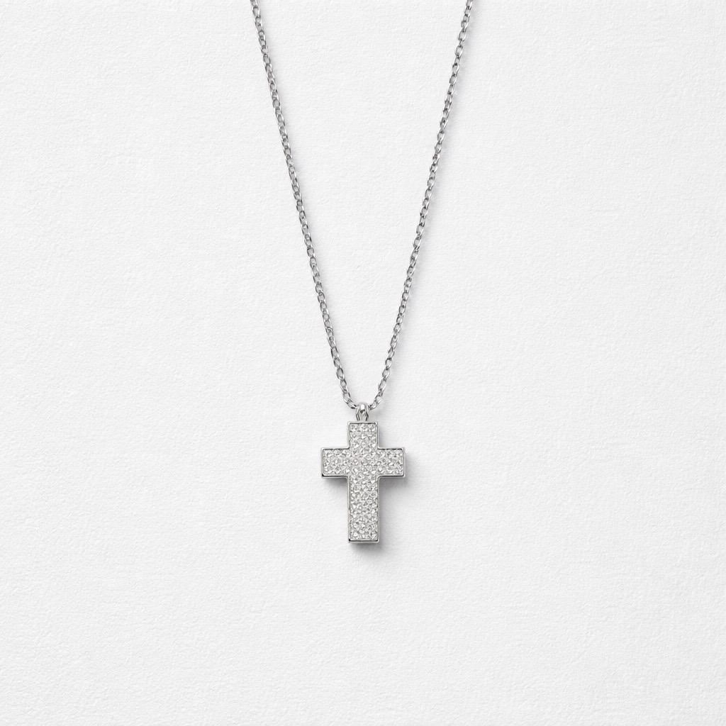 Collana regolabile acciaio croce