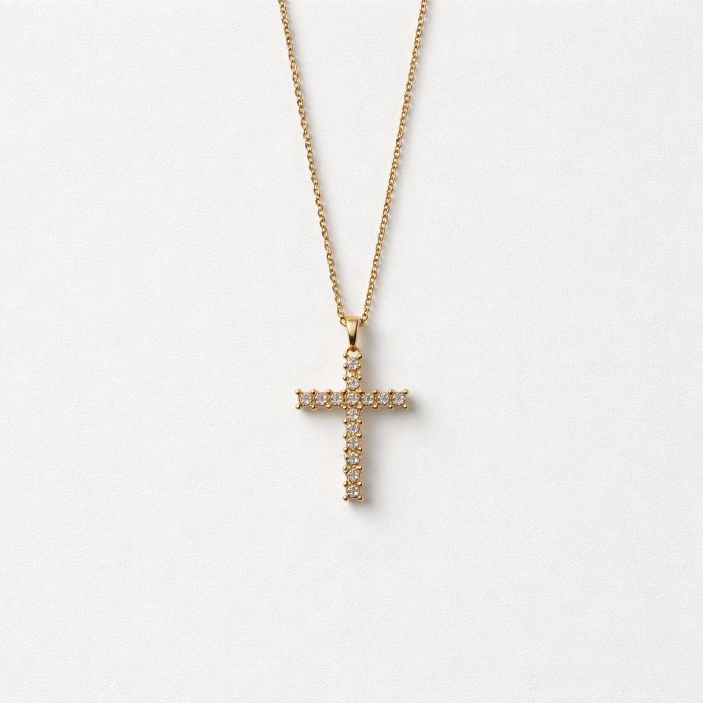 Collana regolabile acciaio croce