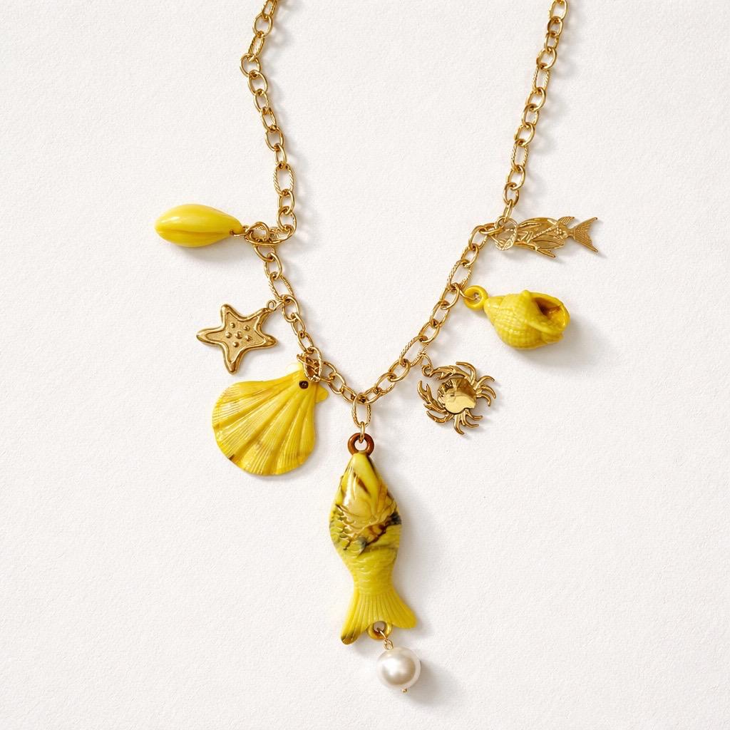 Collana regolabile acciaio pesce colorato