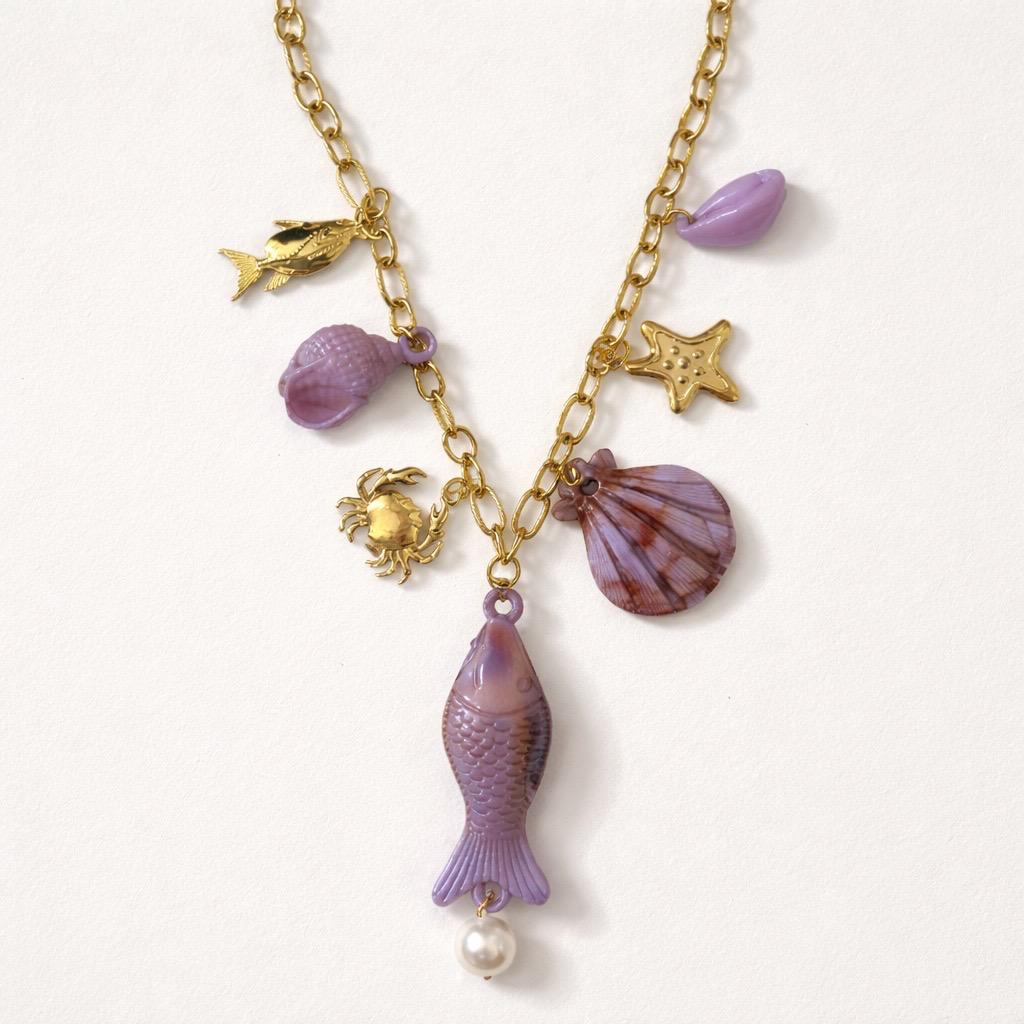 Collana regolabile acciaio pesce colorato