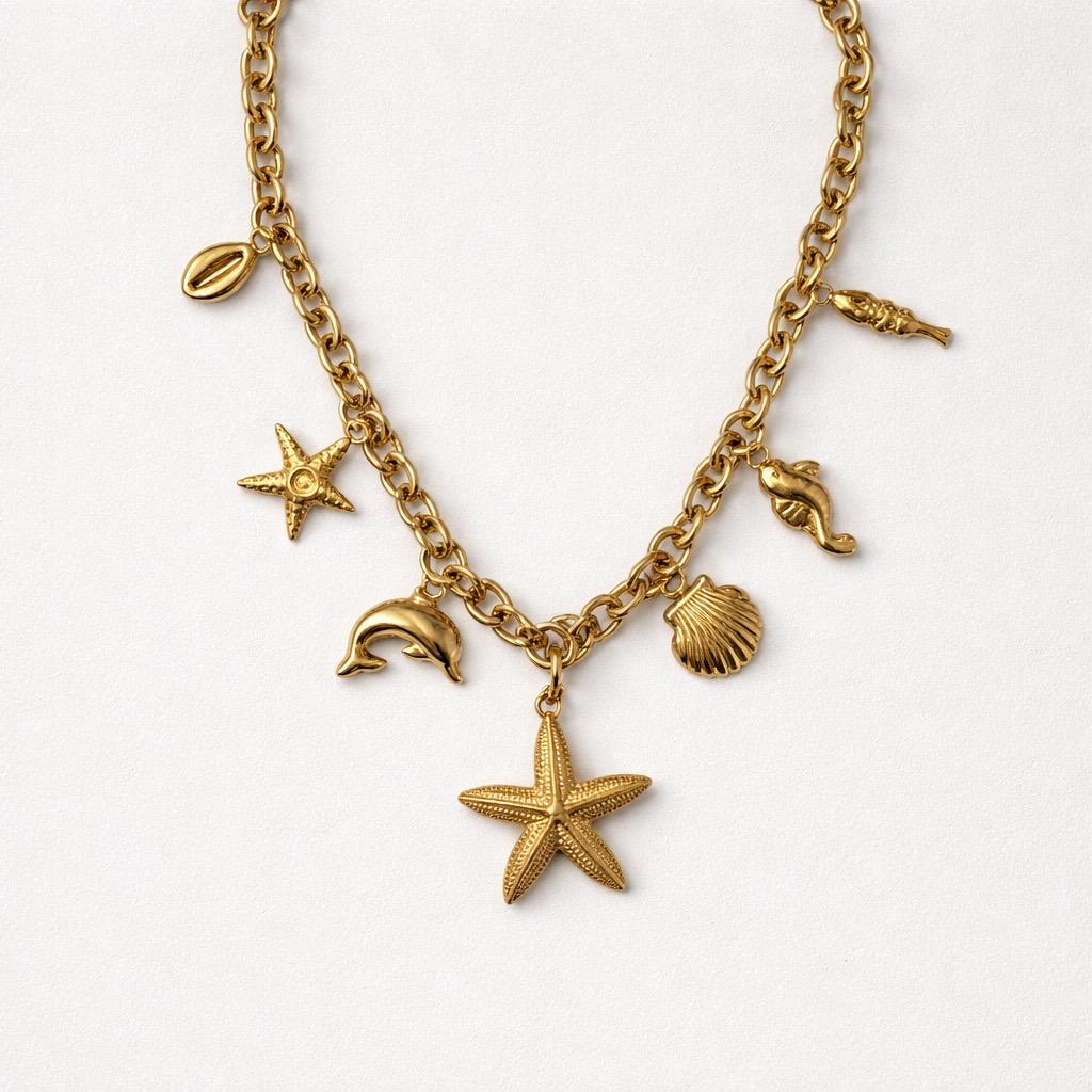 Collana regolabile acciaio stella marina catena