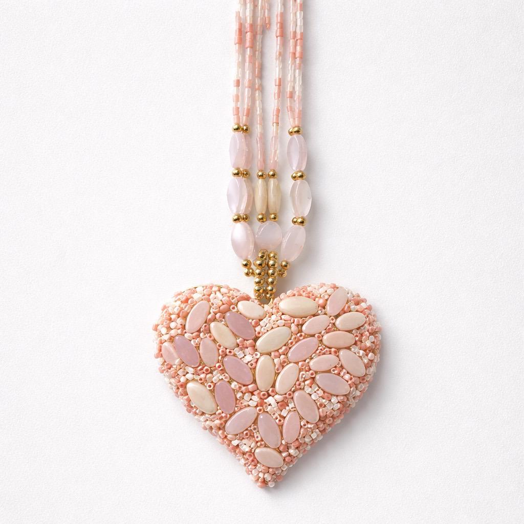 Collana lunga metallo pietrine cuore