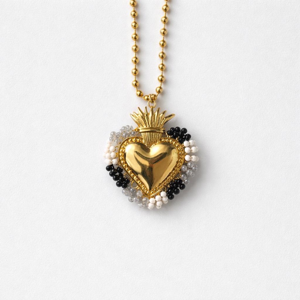 Collana regolabile acciaio cuore sacro perline