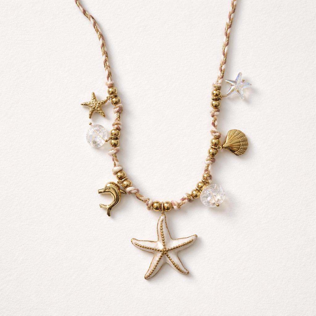 Collana regolabile acciaio stella colorata