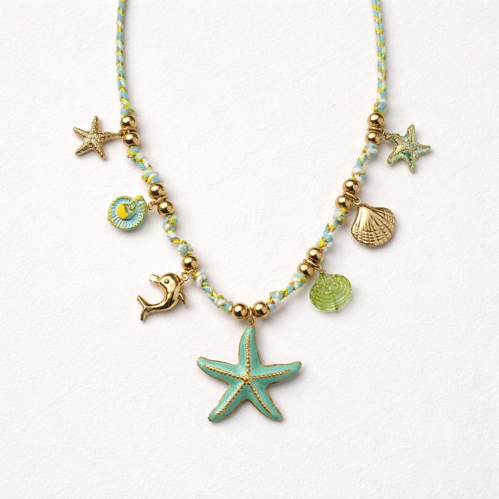 Collana regolabile acciaio stella colorata
