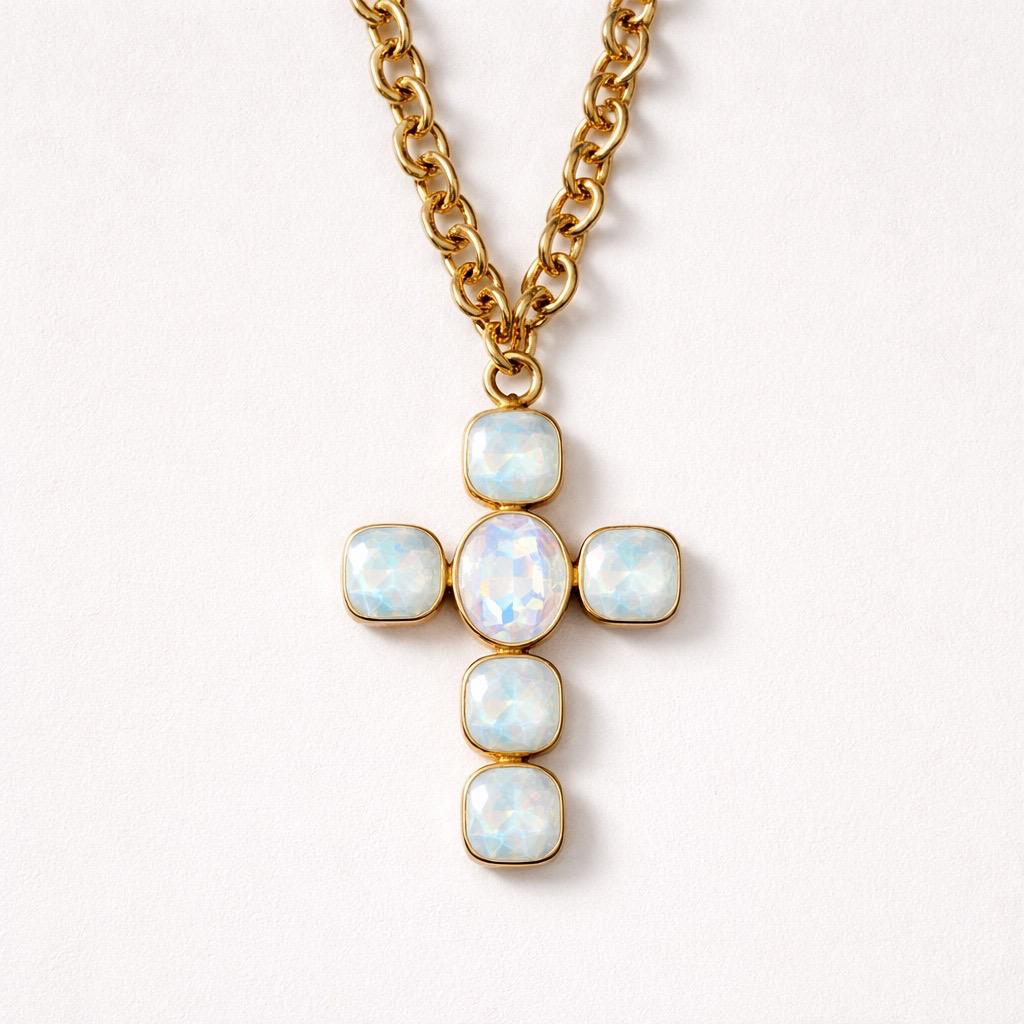 Collana regolabile acciaio croce
