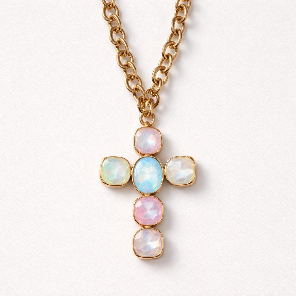 Collana regolabile acciaio croce