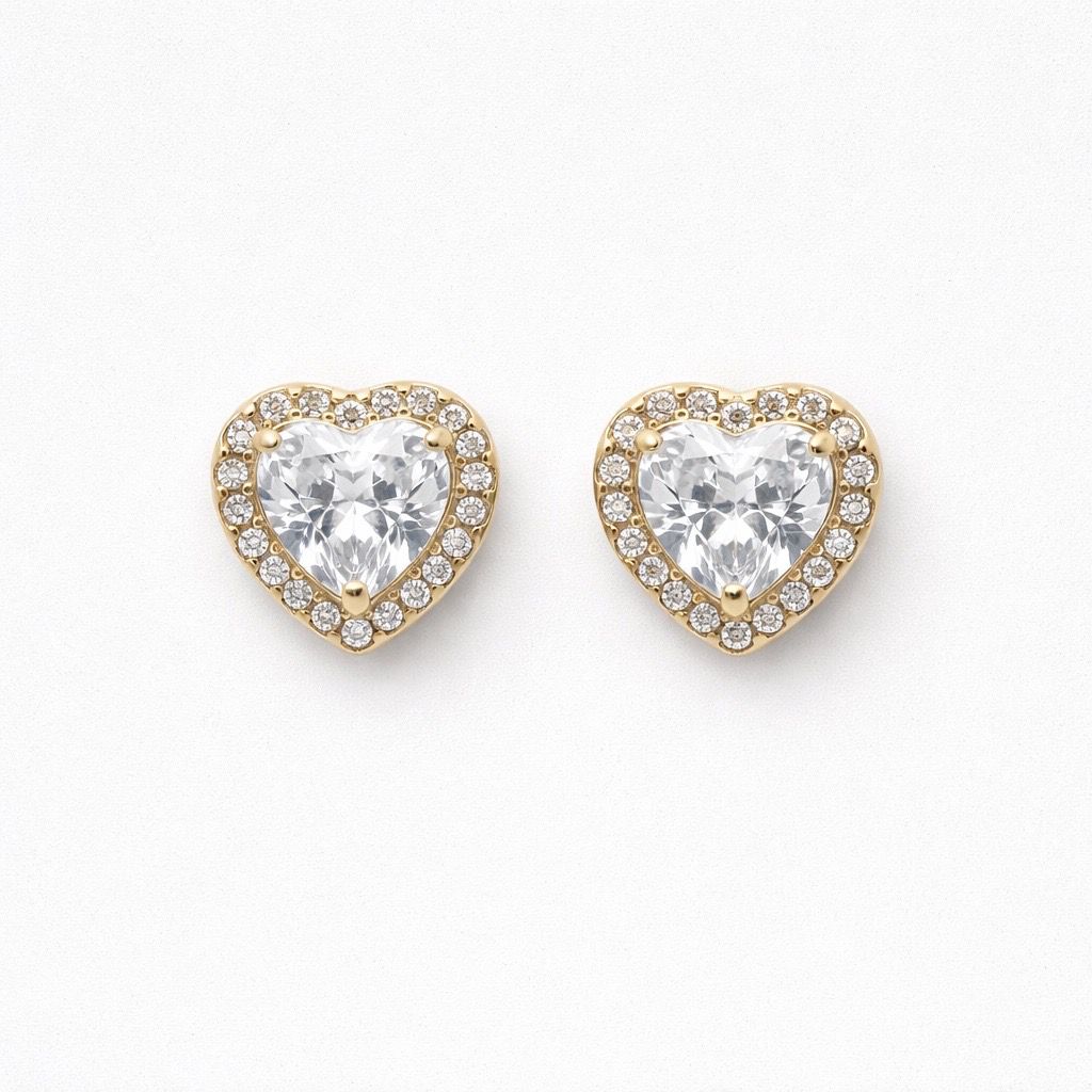 Orecchini acciaio cuore strass