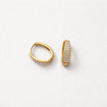 Orecchini cerchi acciaio rettangolo strass 2cm