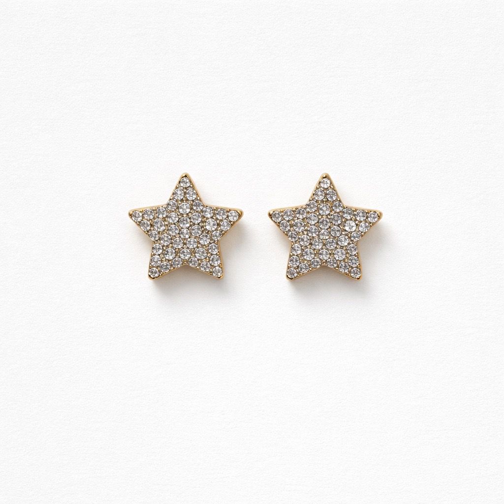 Orecchini lobo acciaio stelle strass