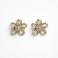 Orecchini lobo acciaio fiore strass