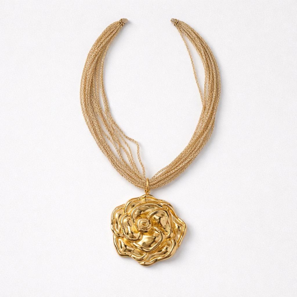 Collana regolabile corda con rosa