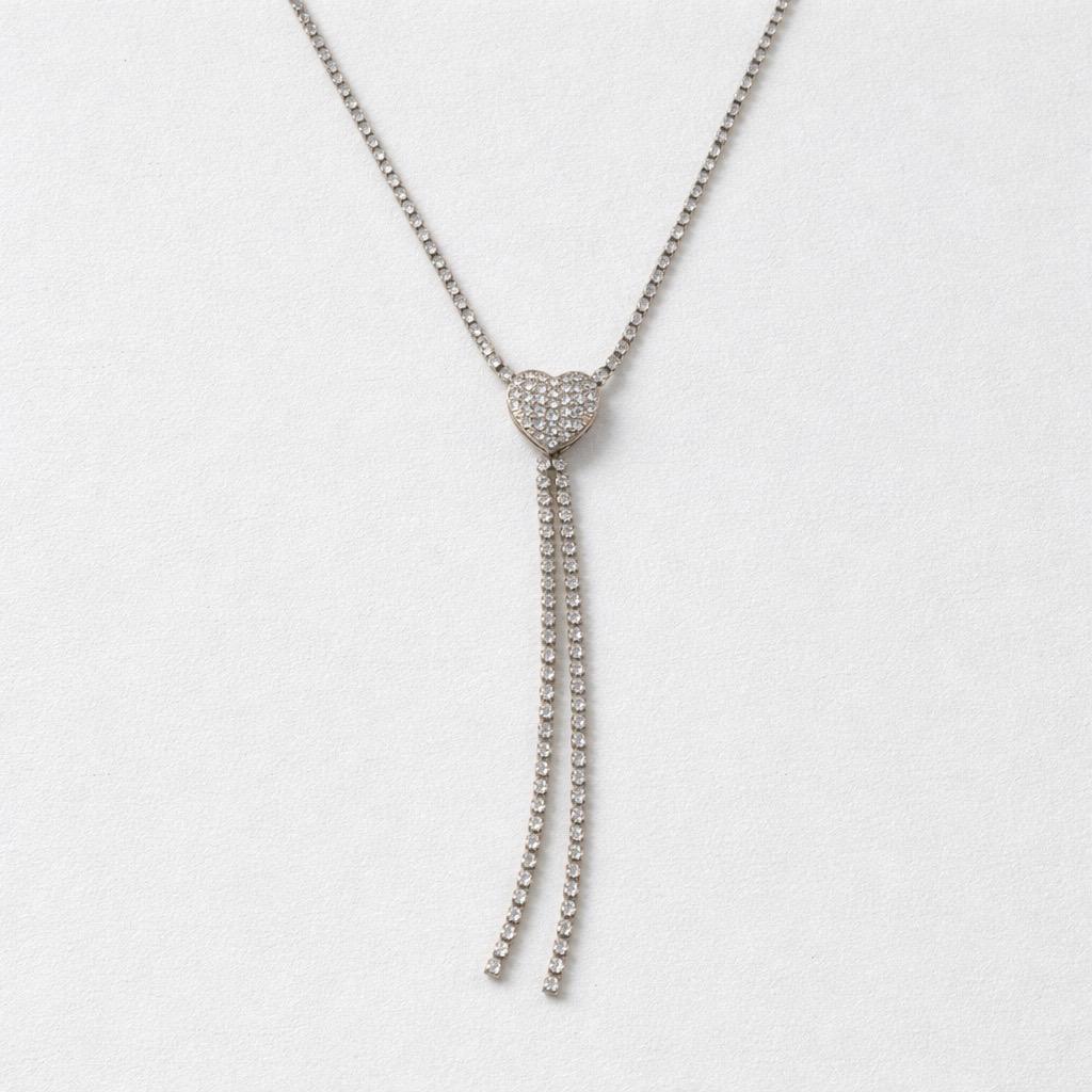 Collana tennis cuore cascata strass