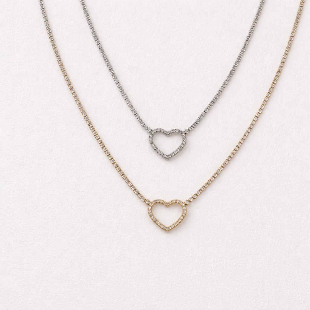 Collana tennis cuoricini