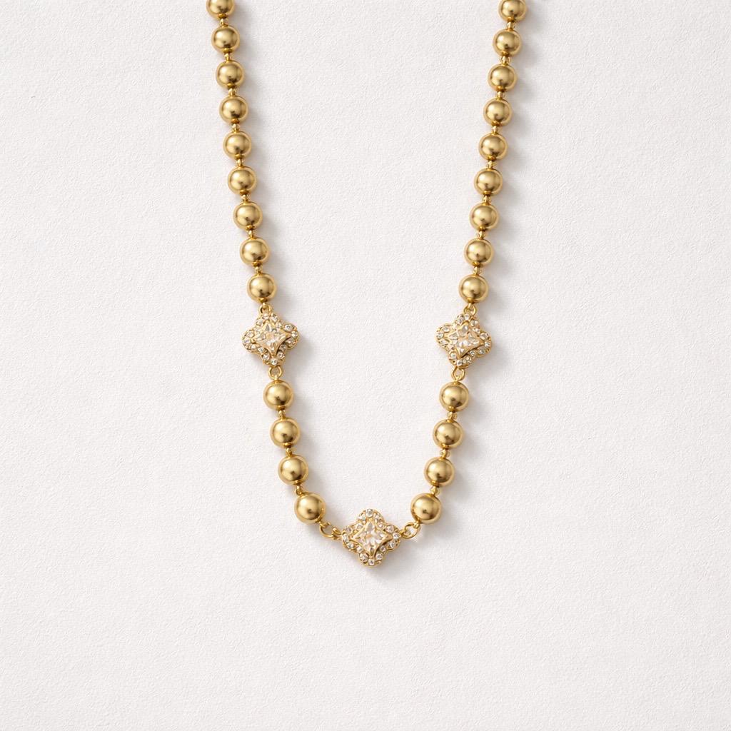 Collana regolabile fiori strass