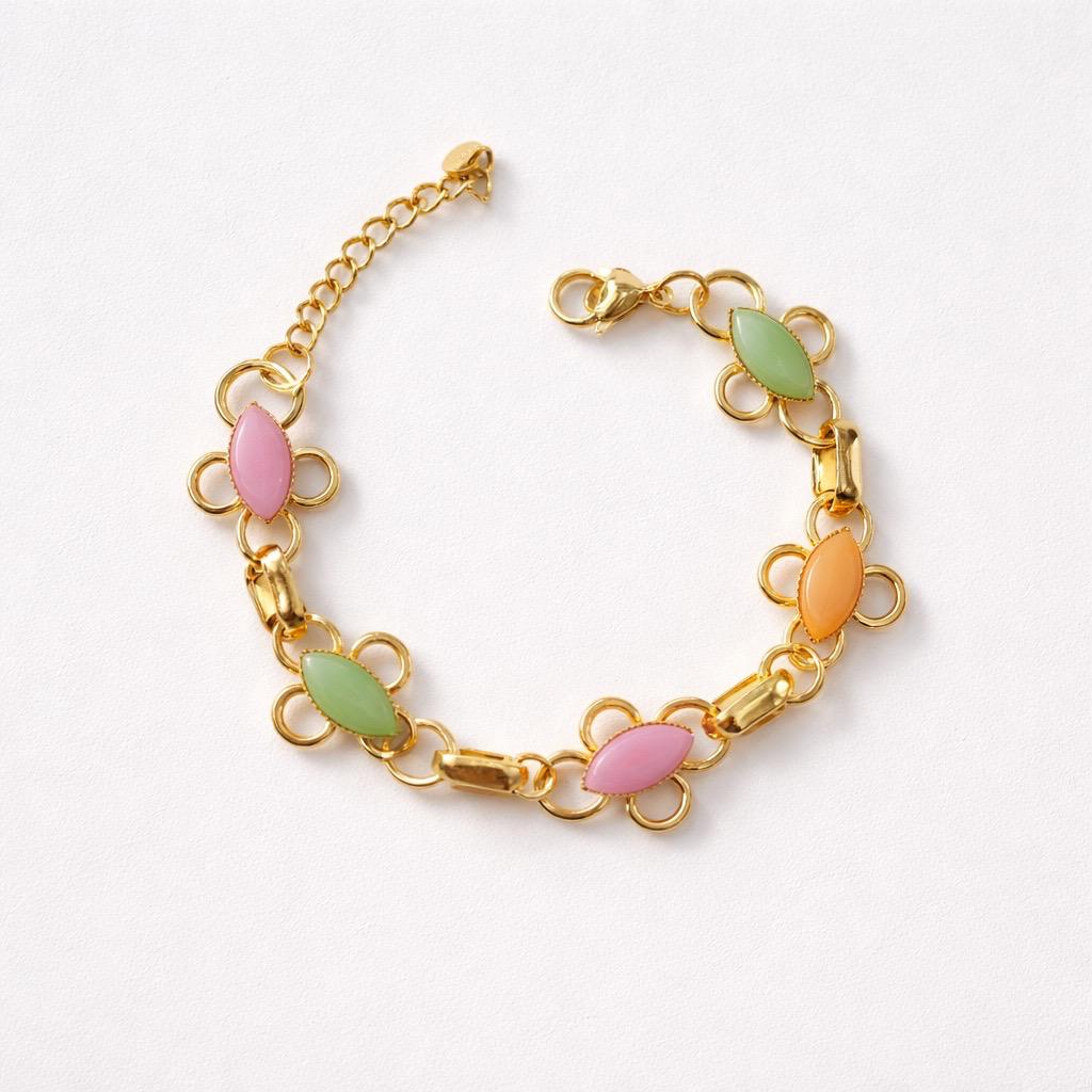 Bracciale regolabile catena con pietre colorate