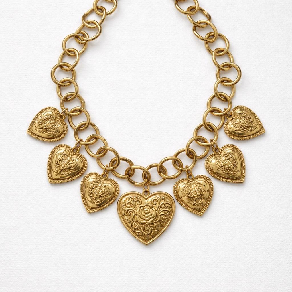 Collana regolabile cuori grandi